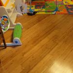 This is a carbonized bamboo floor installed in the baby room.